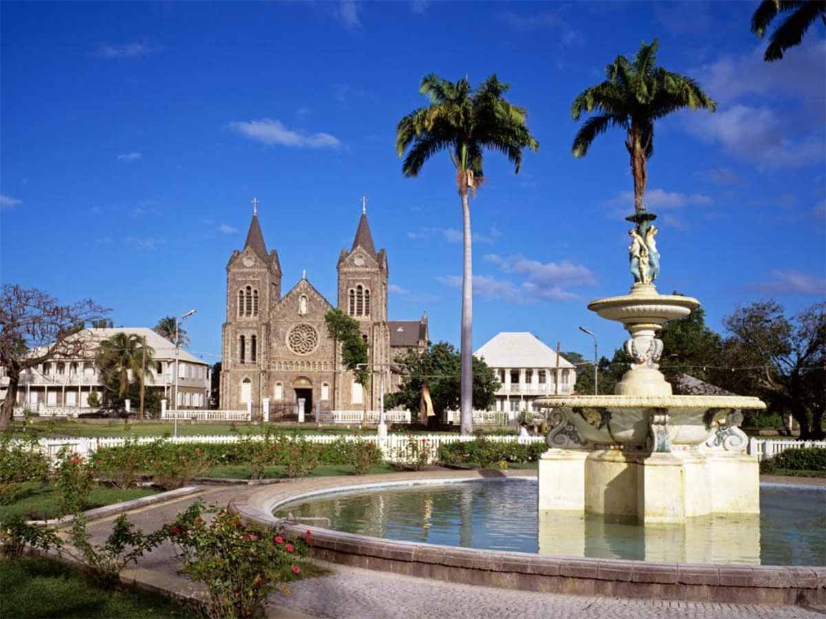 independence square and cathedral Basseterre St Kitts