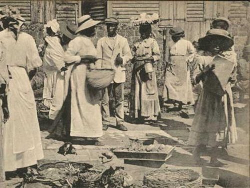 Historical St Kitts market scene 1920s